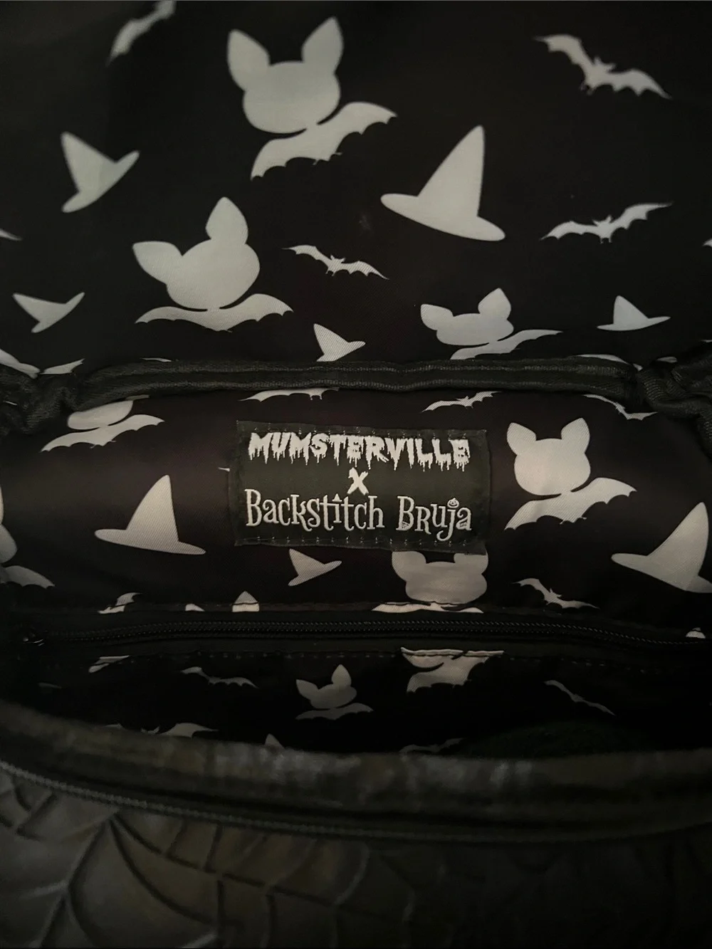 Mumsterville Black Spiderweb Embossed Backpack – Contemporary Urban Style - Picture 12 of 13